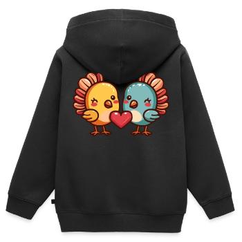 Truthan Paar Liebe Valentinstag - Kinder Premium Organic Zip Hoodie - Schwarz - Hinten - AI Model Kid Male (0cm)