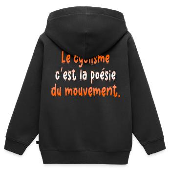 Radfahren ist die Poesie der Fahrradbewegung - Kinder Premium Organic Zip Hoodie - Schwarz - Hinten - AI Model Kid Male (0cm)