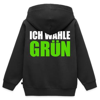 ich wähle grün - Kinder Premium Organic Zip Hoodie - Schwarz - Hinten - AI Model Kid Male (0cm)