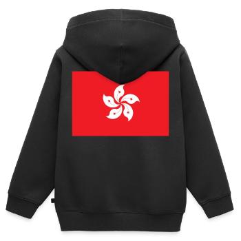 Hongkong - Kinder Premium Organic Zip Hoodie - Schwarz - Hinten - AI Model Kid Male (0cm)