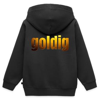 goldene Schrift goldig - Kinder Premium Organic Zip Hoodie - Schwarz - Hinten - AI Model Kid Male (0cm)