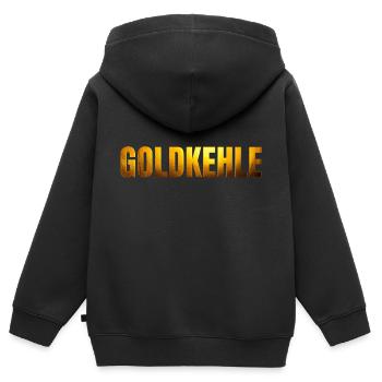 goldene Schrift Goldkehle - Kinder Premium Organic Zip Hoodie - Schwarz - Hinten - AI Model Kid Male (0cm)