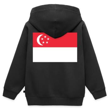 Singapur - Kinder Premium Organic Zip Hoodie - Schwarz - Hinten - AI Model Kid Male (0cm)