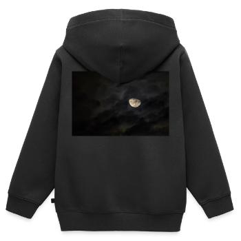 Mond - Kinder Premium Organic Zip Hoodie - Schwarz - Hinten - AI Model Kid Male (0cm)