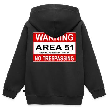 AREA 51 Schild - Kinder Premium Organic Zip Hoodie - Schwarz - Hinten - AI Model Kid Male (0cm)