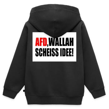 Afd wallah scheiss idee - Kinder Premium Organic Zip Hoodie - Schwarz - Hinten - AI Model Kid Male (0cm)