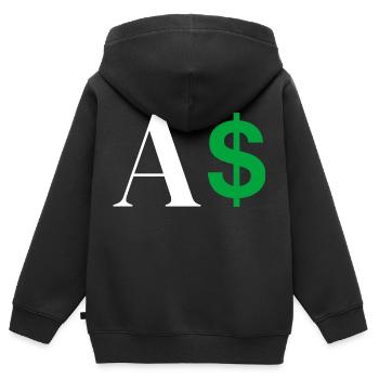 Dollar-Buchstabe - Kinder Premium Organic Zip Hoodie - Schwarz - Hinten - AI Model Kid Male (0cm)