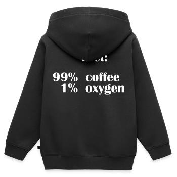 Die Ernährung besteht zu 99 % aus Kaffee, aber nur zu 1 % aus Sauerstoff - Kinder Premium Organic Zip Hoodie - Schwarz - Hinten - AI Model Kid Male (0cm)