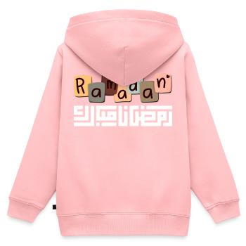 Ramadan Mubarak - Kids Premium Organic Zip-up Hoodie - rose - Back - AI Model Kid Female (0cm)
