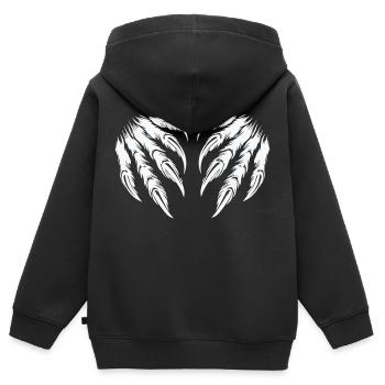 krallen 2 - Kinder Premium Organic Zip Hoodie - Schwarz - Hinten - AI Model Kid Male (0cm)