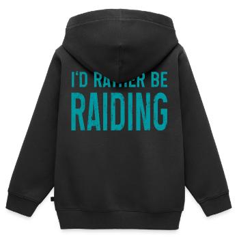 rather be raiding Zeichenfläche 1 - Kinder Premium Organic Zip Hoodie - Schwarz - Hinten - AI Model Kid Male (0cm)