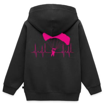 Gleitschirmfliegen, Fallschirm, kardiogramm - Kinder Premium Organic Zip Hoodie - Schwarz - Hinten - AI Model Kid Male (0cm)