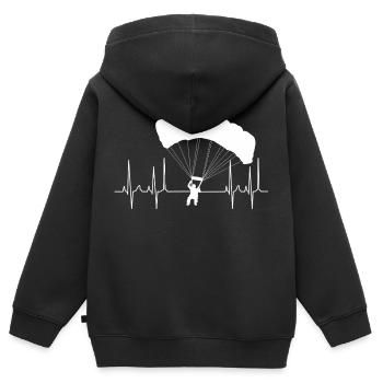 kardiogramm gleitschirm weiss - Kinder Premium Organic Zip Hoodie - Schwarz - Hinten - AI Model Kid Male (0cm)