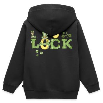 La chance est proche - Sweat Premium à capuche zippé enfant bio - noir - Dos - AI Model Kid Male (0cm)
