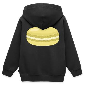 gelber Macaron - Kinder Premium Organic Zip Hoodie - Schwarz - Hinten - AI Model Kid Male (0cm)