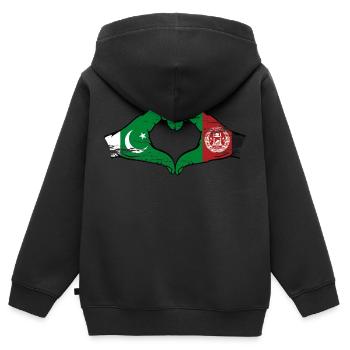Pakistan Afghanistan Flagge Hände Herz - Kinder Premium Organic Zip Hoodie - Schwarz - Hinten - AI Model Kid Male (0cm)