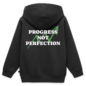 Le progrès et non la perfection Développement personnel - Sweat Premium à capuche zippé enfant bio - noir - Dos - AI Model Kid Male (0cm)