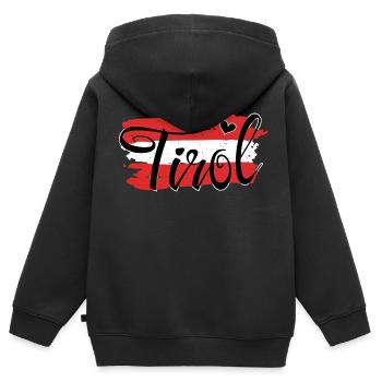 Drapeau Autriche Tyrol - Sweat Premium à capuche zippé enfant bio - noir - Dos - AI Model Kid Male (0cm)