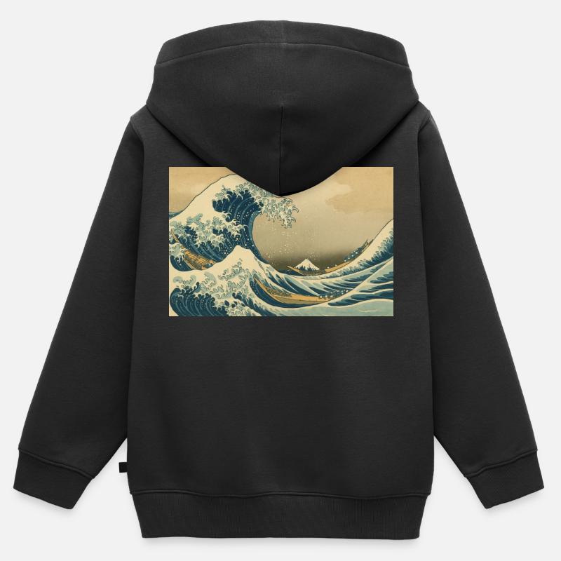 vague - Sweat Premium à capuche zippé enfant bio - noir
