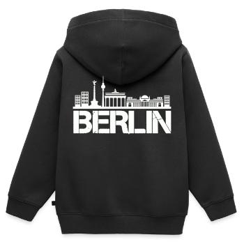 Horizon de Berlin - Sweat Premium à capuche zippé enfant bio - noir - Dos - AI Model Kid Male (0cm)