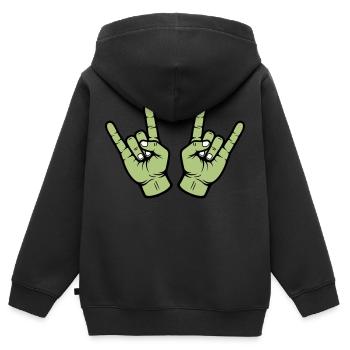 Signe de jupe de main de fête - Sweat Premium à capuche zippé enfant bio - noir - Dos - AI Model Kid Male (0cm)