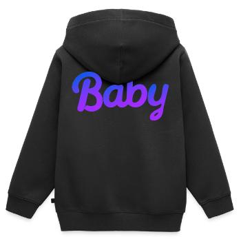 COOLES BABY - Kinder Premium Organic Zip Hoodie - Schwarz - Hinten - AI Model Kid Male (0cm)