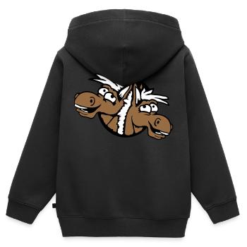 2 chevaux équipe riant drôle trou ami fou - Sweat Premium à capuche zippé enfant bio - noir - Dos - AI Model Kid Male (0cm)