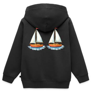 segelboote - Kinder Premium Organic Zip Hoodie - Schwarz - Hinten - AI Model Kid Male (0cm)
