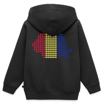 Rumänien - Kinder Premium Organic Zip Hoodie - Schwarz - Hinten - AI Model Kid Male (0cm)