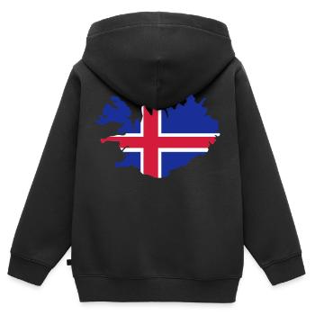 Islande Iceland Island - Sweat Premium à capuche zippé enfant bio - noir - Dos - AI Model Kid Male (0cm)