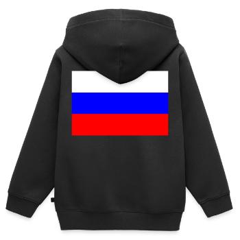 Russie, Russie, drapeau, drapeau - Sweat Premium à capuche zippé enfant bio - noir - Dos - AI Model Kid Male (0cm)
