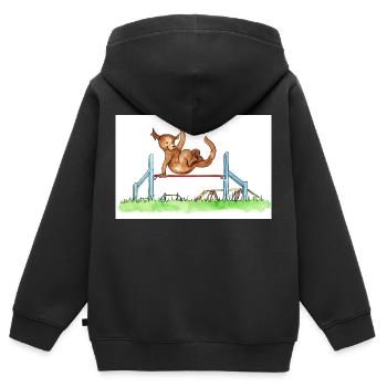 Agility Hürde - Kinder Premium Organic Zip Hoodie - Schwarz - Hinten - AI Model Kid Male (0cm)