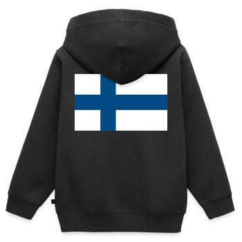 Finlande - Sweat Premium à capuche zippé enfant bio - noir - Dos - AI Model Kid Male (0cm)