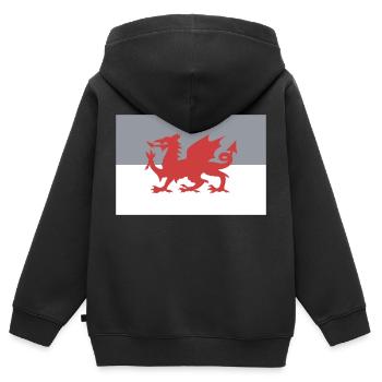 Wales - Kinder Premium Organic Zip Hoodie - Schwarz - Hinten - AI Model Kid Male (0cm)