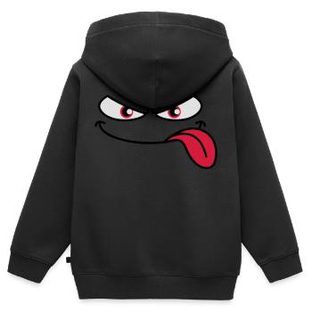 Böse guckendes Cartoon Gesicht Zunge rausstrecken - Kinder Premium Organic Zip Hoodie - Schwarz - Hinten - AI Model Kid Male (0cm)