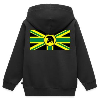 Skinhead Reggae UK - Kinder Premium Organic Zip Hoodie - Schwarz - Hinten - AI Model Kid Male (0cm)