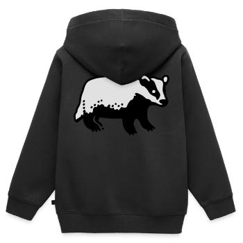 le blaireau - Sweat Premium à capuche zippé enfant bio - noir - Dos - AI Model Kid Male (0cm)