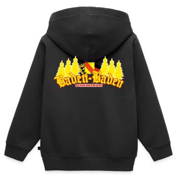 Baden-Baden - Kinder Premium Organic Zip Hoodie - Schwarz - Hinten - AI Model Kid Male (0cm)
