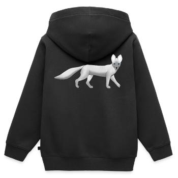 Look de renard arctique - Sweat Premium à capuche zippé enfant bio - noir - Dos - AI Model Kid Male (0cm)