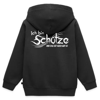 Schütze - Kinder Premium Organic Zip Hoodie - Schwarz - Hinten - AI Model Kid Male (0cm)