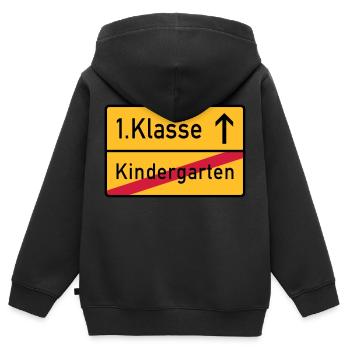 erste klasse - Kinder Premium Organic Zip Hoodie - Schwarz - Hinten - AI Model Kid Male (0cm)