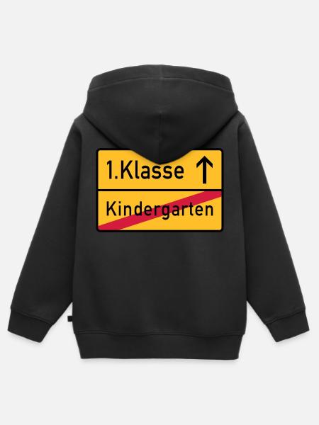 erste klasse - Kinder Premium Organic Zip Hoodie - Schwarz