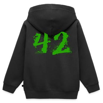 Die Antwort auf alles: 42 - Kinder Premium Organic Zip Hoodie - Schwarz - Hinten - AI Model Kid Male (0cm)