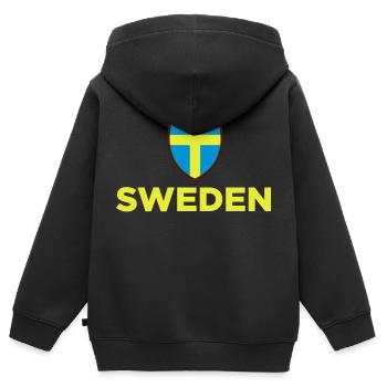 Nationalflagge von Schweden - Kinder Premium Organic Zip Hoodie - Schwarz - Hinten - AI Model Kid Male (0cm)