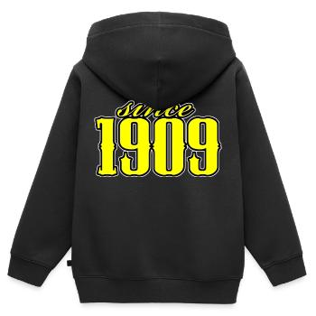 since 1909 (yellow) - Kinder Premium Organic Zip Hoodie - Schwarz - Hinten - AI Model Kid Male (0cm)