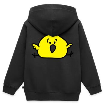 dickes Vögelchen - Kinder Premium Organic Zip Hoodie - Schwarz - Hinten - AI Model Kid Male (0cm)