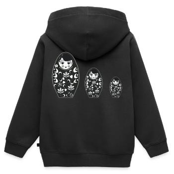 Matroschka Figuren - Kinder Premium Organic Zip Hoodie - Schwarz - Hinten - AI Model Kid Male (0cm)
