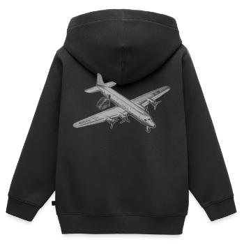 avion - Sweat Premium à capuche zippé enfant bio - noir - Dos - AI Model Kid Male (0cm)