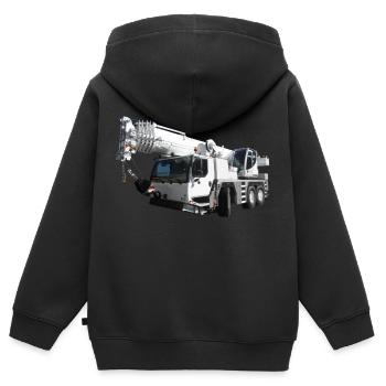 construction machine - Sweat Premium à capuche zippé enfant bio - noir - Dos - AI Model Kid Male (0cm)