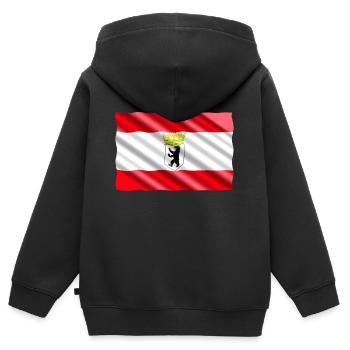 berlin - Kinder Premium Organic Zip Hoodie - Schwarz - Hinten - AI Model Kid Male (0cm)